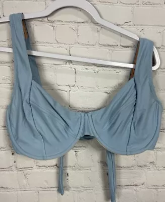 J Crew Women's Underwire Bikini Top With Crisscross Straps Light Blue Sz 36DD • $16.20