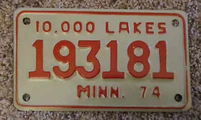 Nos Vintage 1974 Minnnesota Motorcycle License Plate ~ Rare Error Plate 193181 • $14.99