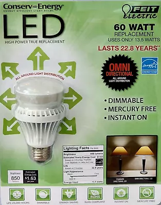 Feit Electric Performance LED 60W Replacement Dimmable Mercury Free Instant On • $14.50