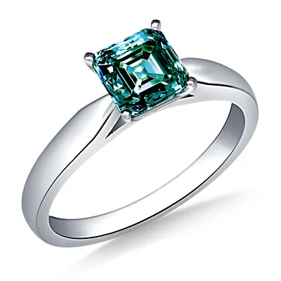 4.51Ct Vvs1  Blue White Asscher Emerald Moissanite Diamond Silver Ring • $0.99