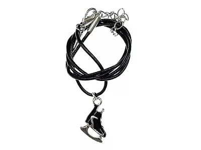 Ice Skate Ice-Skating Necklace Miniblings Hockey Figure Skating Black Leather • £27.95