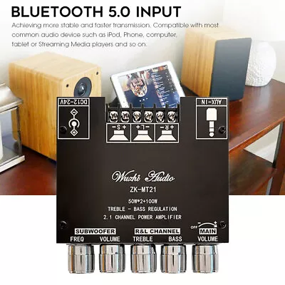 Mini Bluetooth 5.0 Digital Amplifier HiFi 2.1 Channel Audio Stereo Equalizer Amp • $27.79