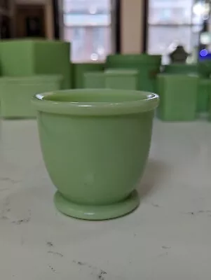 Vintage Jadeite Green Custard Cup Egg Cup Jeanette Glass Glows Uranium L • $40