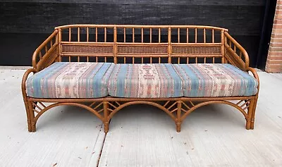 Vintage McGuire Albini Mid Century Balinese Beach Chic Bamboo Bentwood Sofa • $999