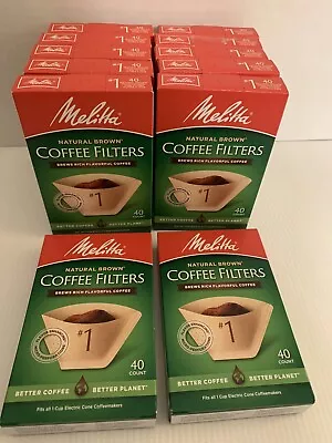 12 Boxes Melitta #1 Natural Brown Filters 40ct Fits 1 Cup Cone Coffee Makers • $39.99