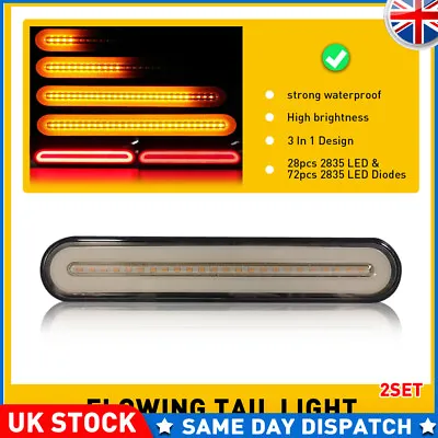 LED Truck Trailer RV DRL LED Tail Light Rear Stop Brake Flowing Indicator Lamps • £30.19