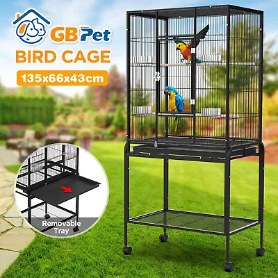 135CM Bird Cage 2 Perches Large Aviary Parrot Budgie Finch Canary Wheels W/Brake • $129.89