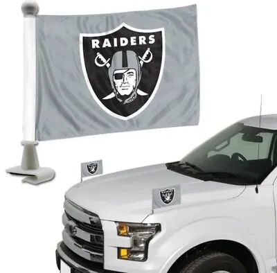 Las Vegas Raiders NFL Ambassador Car Flags Hood Trunk Set Of 2 • $9.99
