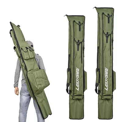 175/195cm Three Layers Rod Bags Large Capacity Carp Fishing Rod Tool Tackle Bag • $59.89