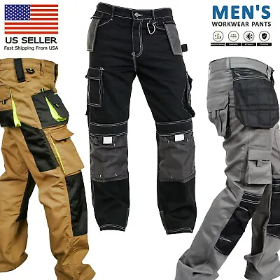 Mens Utility Carpenter Cargo Work Pants Construction Heavy-Duty Work Trousers • $34.99