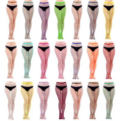£3.60 • Buy Womens Coloured Fishnet Fashion Tights Various Colours Net Sizes Mesh Whale Neon