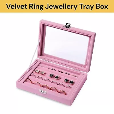 Velvet Ring Earring Jewelry Display Organizer Box Tray Holder Storage Case Box • $18.99