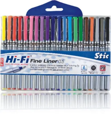 20 Fineliner Pen Set Fine Liner Colouring Fineliners Assorted Colours Low Price. • £4.49