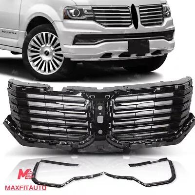 Fits Lincoln Navigator 2015-2017 Front Upper Grille Gloss Black 104-02652-IC • $695.99