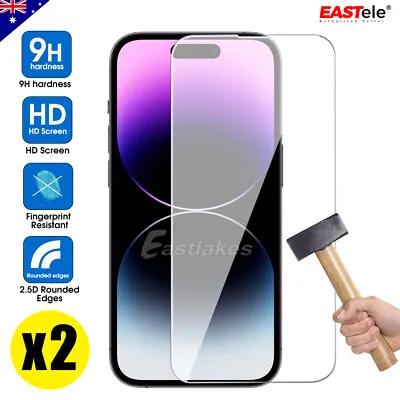 $7.99 • Buy 2x Tempered Glass Screen Protector For IPhone 14 13 12 11 Pro XS Max XR 7 8 Plus