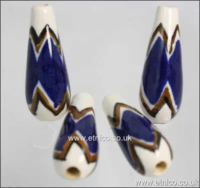 £6.50 • Buy Ceramic Glazed Hair -Crafts  BEADS Geometrical - Hand Painted In Peru  V12 Drop