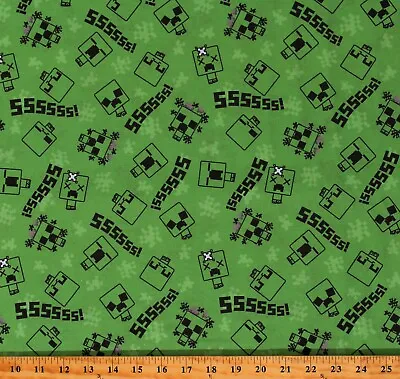 Cotton Minecraft Chibi Creepers Video Games Green Fabric Print By Yard D188.12 • $11.95