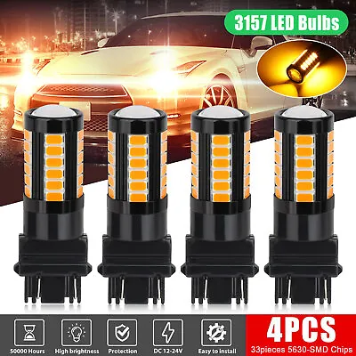 4x 3157 33-LED Turn Signal Parking DRL Light Bulbs Amber For Ford F150 F250 F350 • $10.98