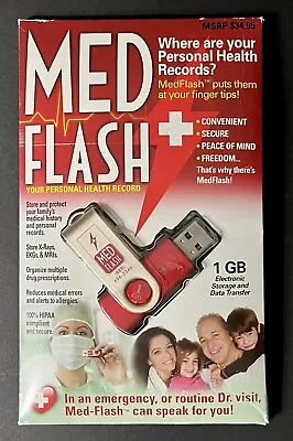 Med Flash Personal Health Medical Record Flash Drive 1G Storage Secure Key Chain • $9.99