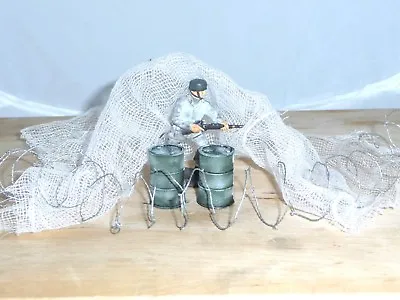 1/32 Military Pack 2 Resin Painted Oil Drums Winter Camo Net &barbed Wire Coil • $8.70