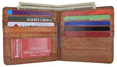 EEL SKIN Mens Waterproof Leather Wallet CAMEL  Bifold  Bi-Fold ID Window EW711 • $29.45