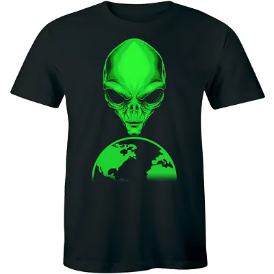 Alien Head Men's T-shirt Full Front Sci Fi Ufo Space Travel Galaxy Planet Tee • $17.10