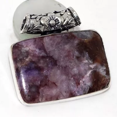 Lepidolite 925 Silver Plated Chunky Gemstone Pendant 1.4  Unique Jewelry GW • $3.99