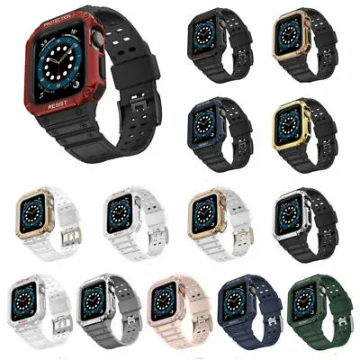 $18.90 • Buy For Apple Watch Series 7 6 5 4 3 2 Tough Armor Protective Case Band Strap Cover