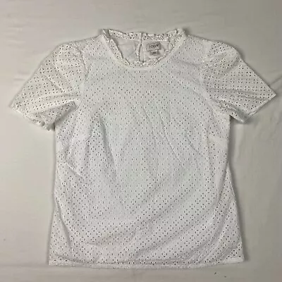 J.Crew Womens Top Shirt XS Crochet Blouse Eyelet Short Sleeve Cotton • $10.85