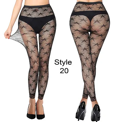£4.50 • Buy Ladies Footless Tights Black Patterned Fishnet Fashion Floral Lace Women UK 
