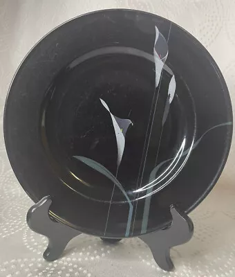 VTG MCM 8.25  MIKASA GALLERIA FK-701 OPUS- BLACK SALAD PLATE JAPAN  Volume Disct • $4.99