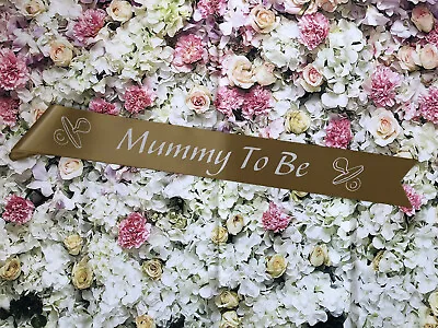 Baby Shower Sash Mummy To Be Nanny Big Sister Gender Reveal Gold Sash White Text • £3.49