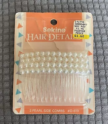 Vtg 1990 NOS NIP Sekine Hair Details Pearl Side Hair Combs #D-619 • $16.99