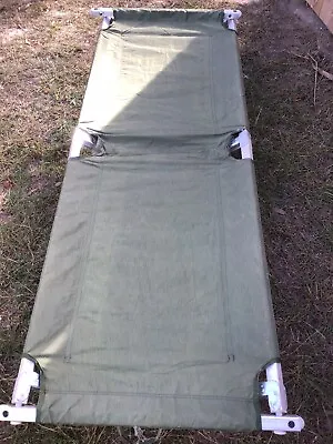 VINTAGE ORIGINAL US Army Military Folding Portable Aluminum Canvas Cot • $79.99