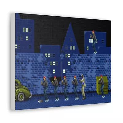 MIchael Jackson Moonwalker Sega Genesis 90's Video Game Pixel Art Canvas  • $34.99