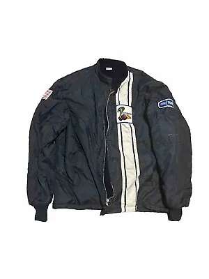 Vintage 80s Ford Mustang Shelby Cobra Racing Jacket Fleece Lined  Men’s Large • $94.99