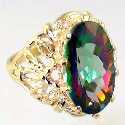 Mystic Fire Topaz 10KY Or 14KY Gold Ladies Ring R260-Handmade • $653.62