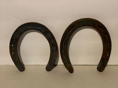 $19.99 • Buy 2 Antique Old Rustic Horseshoes Hand Forged Pony Shoe Barn Decor Pony Shoe Decor
