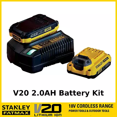 18v Stanley Fatmax V20 2.0AH Starter Kit 2 X Lithium Batteries 1 X Charger • $139