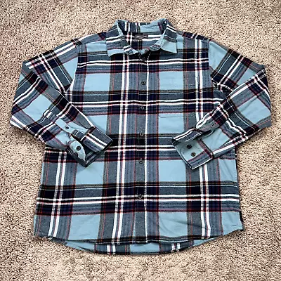 Eddie Bauer Shirt Mens Large Blue Red Plaid Long Sleeve Flannel Outdoors Casual • $19.77