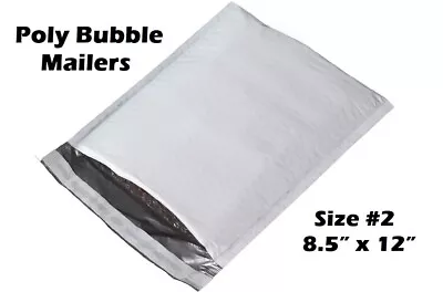 SIZE #2 SELF SEALING POLY WHITE BUBBLE MAILERS 8.5x12  PADDED SHIPPING ENVELOPES • $7.69