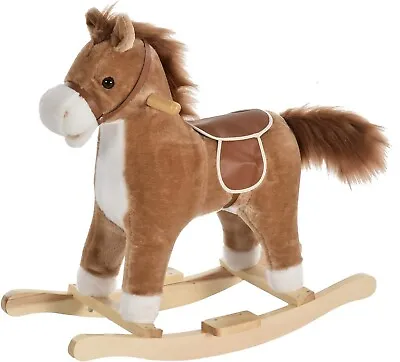 Toddler Rocking Pony Plush Ride On Horse Toy Rocker Seat Sounds Handles Brown UK • £45.89