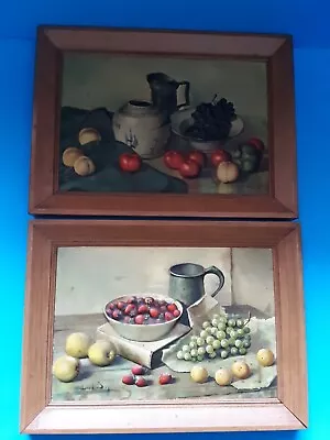 Vintage Hank Bog 3D Still Life Fruit Prints In Frames - Set Of 2 (E1) • $28