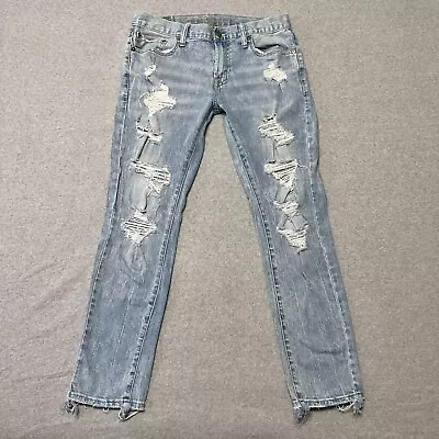 American Eagle Jeans Mens 32X30 Blue Skinny Ripped Destroyed Flex Stretch Denim • $25.98