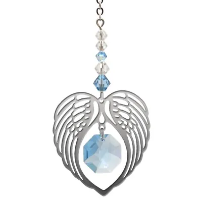 £10.99 • Buy Angel Wing Heart - Aquamarine March Birthstone Crystal Suncatcher Keepsake Gift
