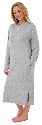 Ladies Womens Soft Warm Grey Love Heart Print Lounger Nightdress - SIZE 12/14 • £18.99