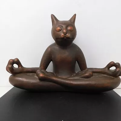 Pier 1 Imports Ceramic Yoga Meditating Cat Statue Figure Bronze HTF Discontinued • $68