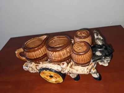 Vintage Victoria Ceramics Donkey Cart Cream Sugar Salt And Pepper Set MCM Retro • $21.99