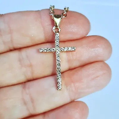  Gold Plated Crystal Cross Necklace Women/ Men Gift • £1.25