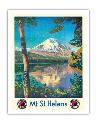 Mt. St. Helens - Vintage Northern Pacific Railroad Travel Poster By Krollmann • $12.98